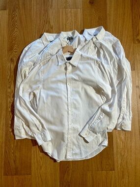 4 Club Monaco White Cotton Twill Dress Shirts